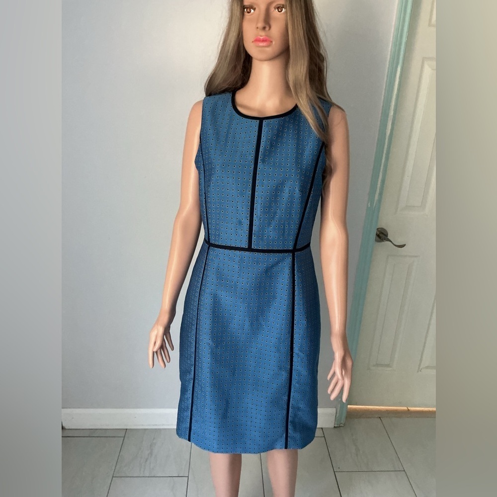 J. Crew Blue Mini Dress with Black Trim - Picture 2 of 14